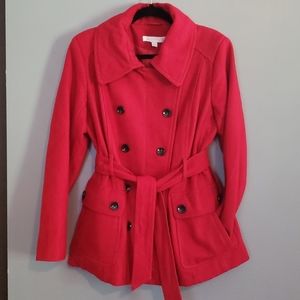 Red wool pea coat